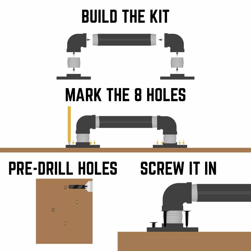Pipe-Decor.com 1/2 in. Square Barn Door Handle ? 10.5 in.