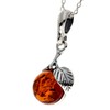 Genuine Cognac Baltic Amber & Sterling Silver Pendant without Chain