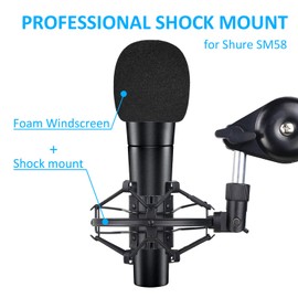 SUNMON SM58 Microphone Shock Mount Holder for Reduces Vibration and Noise, Suitable for Shure SM58-LC, SM58-CN Cardioid Dynamic Vocal Mic