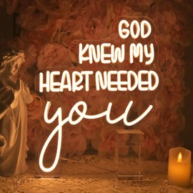 Horseneon God Knew My Heart Needed You Neon Sign Romantic LED Wall Decor for Bedrooms, Wedding Gifts, Anniversary Presents, USB Powered Adjustable Brightness Inspirational Decor
