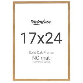 Heimlove 17x24 Picture Frames Oak Wood,17 x 24 Photos Frame with Tempered Glass,Wall Gallery Poster Frame with No Mat,Horizontal and Vertical for Wall Mounting,Home Office Decoration,Natural Oak Color