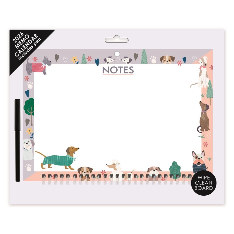 2026 Memo Wall Calendar Notes Board - Lilac Dog Design