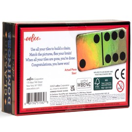 eeBoo: Mini Dominoes – Classic - 28-Piece Game Set, Shiny Golden Holographic Foil Tiles, Tile Laying Matching Game, Families & Kids 3+, 2-4 Players