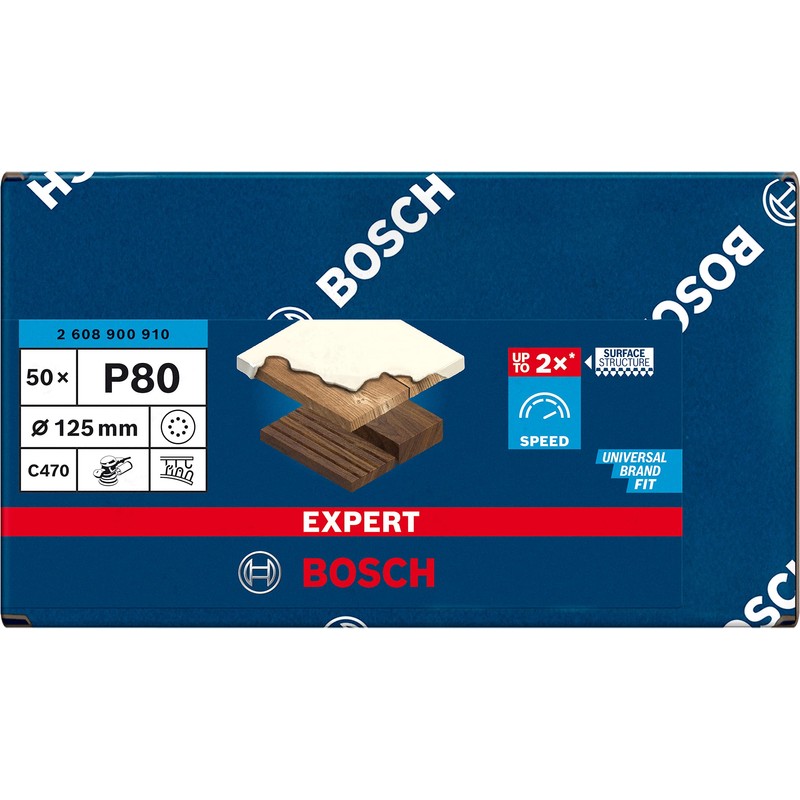 Bosch 50 x Expert C470 Sandpaper with 8 Holes (for