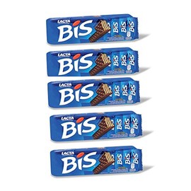 BIS Chocolate Wafer Biscuits, Wafer Rechado Coberto Com Chocolate 126g (Pack of 5)