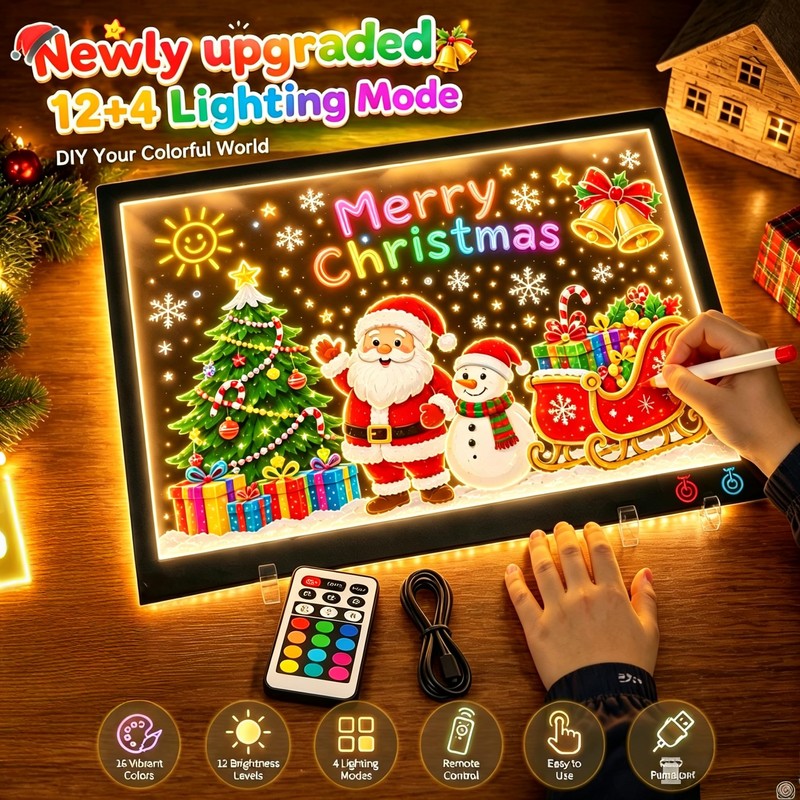 KEAMIMU LED Note Board, 14.2"x11", Acrylic Magnetic Whiteboard