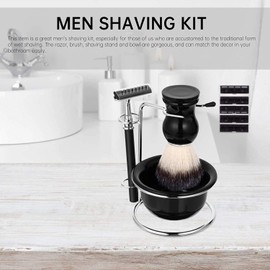 Juego de herramientas de afeitado para hombre con jabonera + cepillo de afeitado + soporte para cepillo + maquinilla de afeitar (4 cuchillas reemplazables), kits de afeitado para hombres, gran opción de regalo para tu hombre, marido, padre o hermano