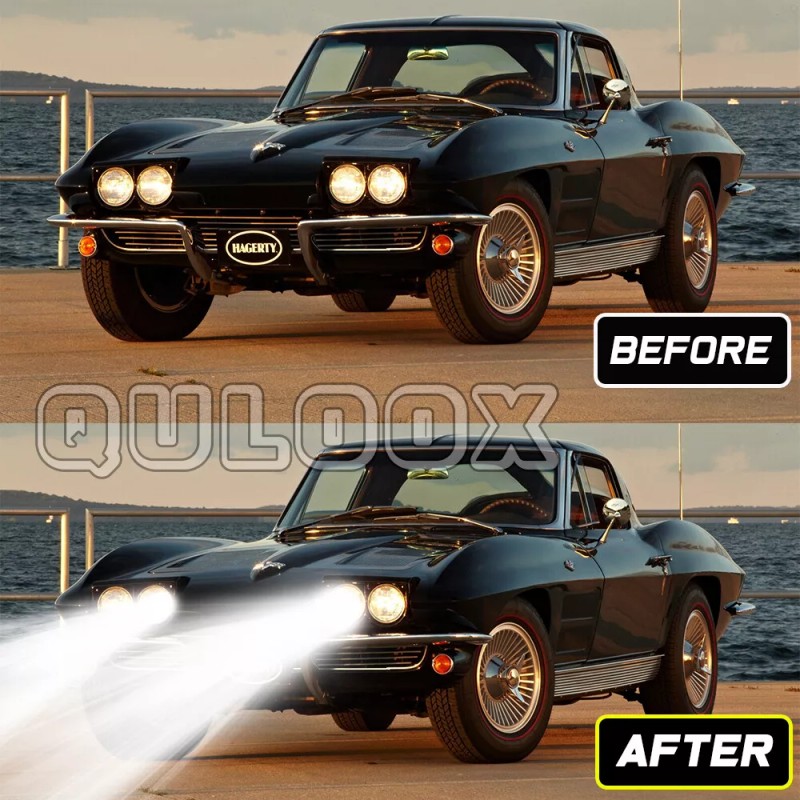 QULOOX 4pcs-5.75" 5-3/4 LED Headlight Hi/Lo Sealed Beam Projector for