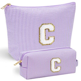 YOOLIFE Bridesmaid Gifts for Wedding Day, Bridesmaid Gifts | Bridesmaid Proposal Gifts Unique Gifts | Preppy Makeup Bag 30th Birthday Gifts for Her | Makeup Organizer Bag Preppy Stuff C- Purple