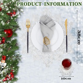 Norhogo 6 pcs SnowFlake Placemats and 6 pcs Coaster Sets, Silver table mats, Christmas Snowflake Placemats, Festival Table Decorations for Christmas, Wedding, Dinner Parties, Restaurant, Hotel, 38cm