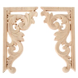2pcs Links+rechts(pro 1pcs) Vintage skulptur aus Holz Blumenmuster Möbel Wohnung Deko Europäischer Stil Corner Flourish Decoration ohne Lack Gipüre Wand Möbel
