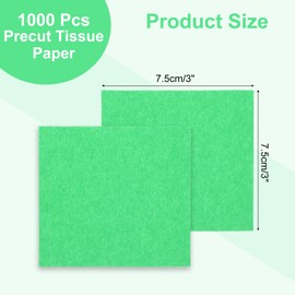 Rebower 1000 Pcs 3 Inch Tissue Paper Squares, Light Green Tissue Squares Table Confetti Colorful Tissue Paper Bulk, [for DIY Projects, Art Supplies, Scrapbooking,Valentine's Day]