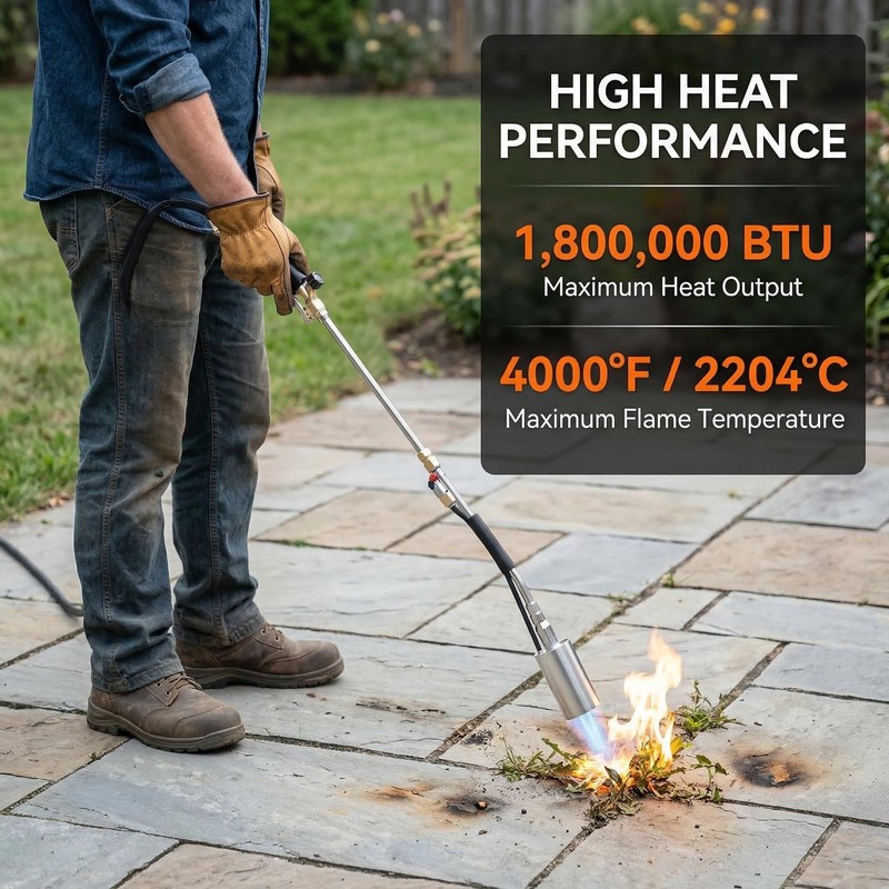 Heavy Duty Propane Weed Torch Burner Kit with 8.8FT Hose,