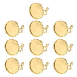 PATIKIL Stainless Ring Blank, 20mm 10 Pcs Adjustable Finger Ring Blank Base Bezel Trays Flat Pad Tray for Jewelry Making Finding DIY Carvings, Gold