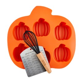 Mud Pie Pumpkin Silicone Baking Set, mold 9 1/2" x 9 3/4",Orange