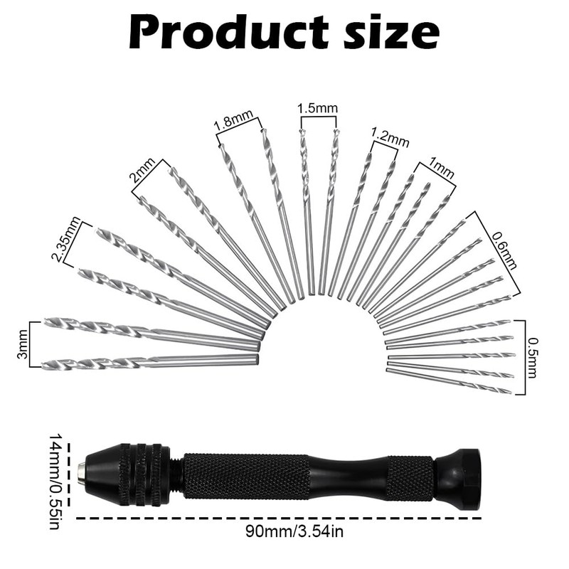 26-Piece Precision Pin Vise Hand Drill Set, Mini Hand Drill