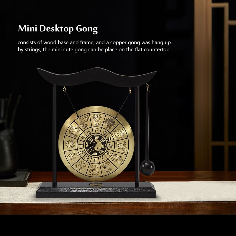 Mini Desktop Gong Table Wind Chime Percussion Instruments with Mallet