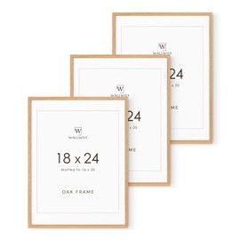 18x24 Poster Frame, 18x24 Solid Oak Picture Frames Matted to 16x20, 24x18 Natural Wooden Frame Horizontal or Vertical Wall Mounting, Set of 3