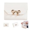 Cute Coquette Bow Wallet, Small Leather Tri-Folded Aesthetic Bifold Wallet with RFID Blocking Card Holders, Coin Purse Coin Purse with ID Window for Women Girls (White)