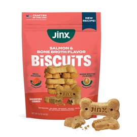 Jinx Dog Biscuits, Oven-Baked Dog Treats with Salmon Bone Broth, 16oz