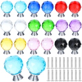 zisiueel 18 Pcs Crystal Drawer Pulls Cabinet Knobs 30mm Diamond Dresser Knobs for Dresser Drawers Kitchen Bookcase Wardrobe(Multicolored,Cute Style)