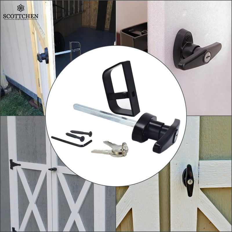 StartFine 6" T-Handle Lock Shed Door Handle with Lock Shed