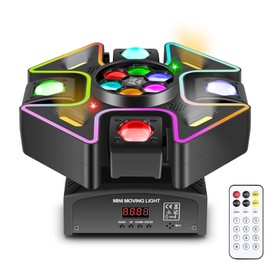 Sklydron Moving Head DJ Lights,120W LED Stage Light with RGB Light Strip Feature 4 Arms Beam,Bee-Eyes Effect,Luces DJ Profesional Supports Starlight,Sound Activated