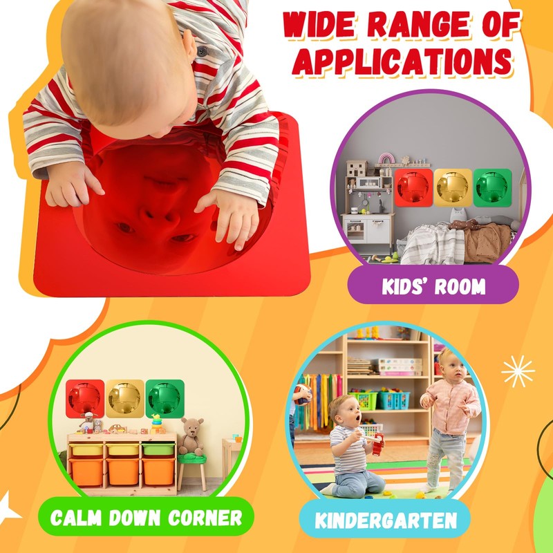 Geiserailie 3 Pcs Sensory Wall Bubble Mirrors, 10 x 10