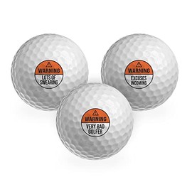 Destination Vinyl Ltd 3 x Funny Golf Balls - Warning Bad At Golf Swear Golfer Joke Golfing Sports Husband Birthday Novelty Dad Brother Friend Men Gift #GB0053