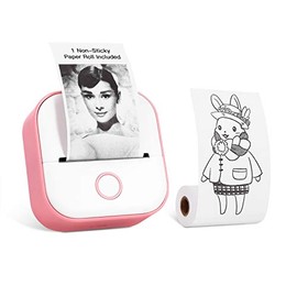 Memoking T02 Pocket Thermal Printer-Compact Bluetooth Wireless Portable Mobile Printer, 50-53mm Black and White Printing for Gift Study Notes Work Children, Compatible with iOS & Android, Pink