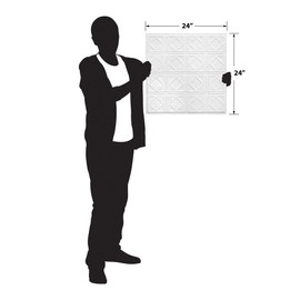 American Tin Ceilings [5 Pack 24" x 24" 100% Tin Nail-Up Ceiling Tiles | Pattern #19 Bright White Satin Traditional, Modern, Repeating Diamonds for Ceilings & Kitchens