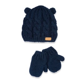 Chicco Unisex Cotton Jersey Winter Hat and Gloves Set in Italy, blue