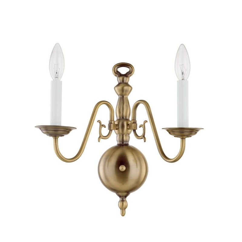 Livex Lighting 5002-02 Williamsburgh 2 Light Polished Brass Wall Sconce