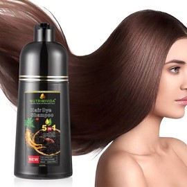 Nutrimivida Dark Chocolate Hair Dye Shampoo Instant 5 In 1 +100% Grey Coverage🍃🍃🍃