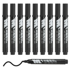 M&G Permanent Markers, 10 Pack Quick Dry Waterproof Fiber Tip Pens for Paper, Glass, Plastic, Wood, Stone, Metal Surface, Black