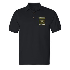 ALLNTRENDS Men's Polo T Shirt USA Retired Army Embroidered Military US Army (L, Black)