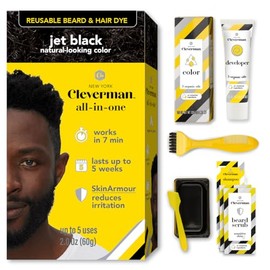 CLEVERMAN Kit De Tinte Para Cabello Y Barba Para Hombres, Tinte Reutilizable Todo En Uno Para El Cabello, Cobertura Natural De Canas, Tinte Para Barba