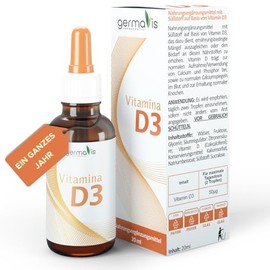 Germavis Farmaceutici - Vitamin D3 Tropfen, hochwertig, natürlich, 1000 IE 25μg, 20 ml (700 tropfen) Tropfflasche