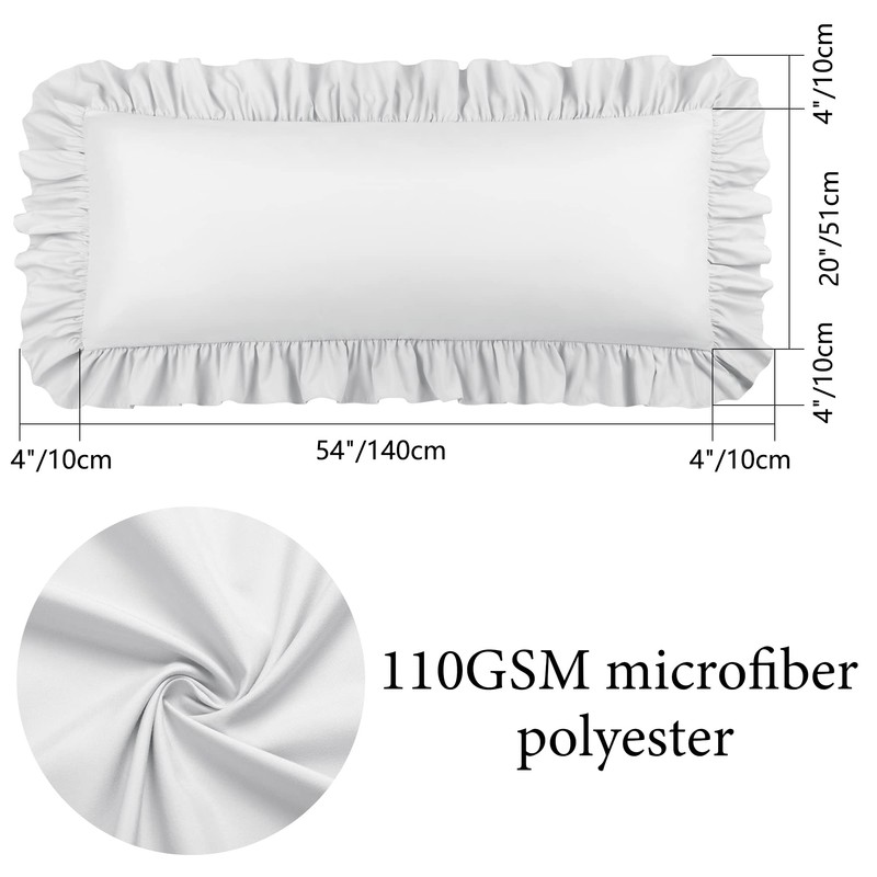 PiccoCasa Soft Microfiber Plain Bolster Pillowcase with Decorative Ruffle and