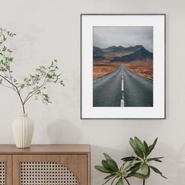 RICHFOCUS 24x30 Metal Picture Frame, Ultra-Thin Deep Aluminum Photo Frame with Cross-Hatch Brushed Satin Finish, Minimalist Modern Poster Frame with Tempered Glass and Mat for 18x24, Black