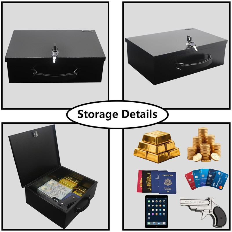 Yuanshikj Fireproof Lock Safe Box for Documents, Key Lock Steel