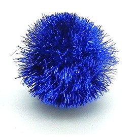 Tuff Kitty Puff Jumbo Sparkle Ball Cat Toy - (2 inch) 6 Pak Pick A Color (Blue)
