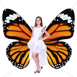Panelee Large Monarch Butterfly Backdrop Banner Giant Butterfly Wings Decorations Baby Shower Photograph Background for Women Birthday Party Booth Photo Props Wall Decor(Black Yellow)