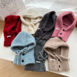 Kids' Balaclava Hat & Scarf Combo for Outdoor Wear (Korean Style) lf2274 Free Size/50-54cm Pink 3ea