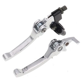 LIEAOKES 22mm Aluminum Alloy Folding Clutch Lever Brake Lever Set for CRF KLX Pit Pro Xmotos BSE KAYO Pit Dirt Bikes (Silver)