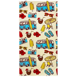 YIFONTIN Beach Towel Velour Terry Blanket Throw 100% Cotton 25.5X51 inches for Kids Swim Bath Camping, Bus Coastal Tour.