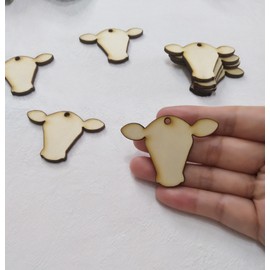30pcs of Cow Head Wood Blanks, DIY Unfinished Earring Blanks,Cow Head Earring Blanks (2'')