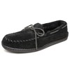 Minnetonka Mens Sheepskin Hardsole Moccasin, Black, Size 10