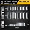 pgroup 1/4" Drive Socket Set, 16PCS 12-Point Deep and Shallow