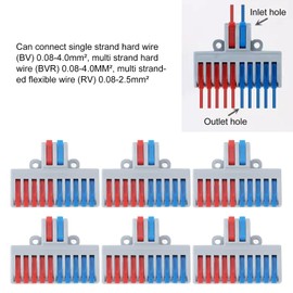 6 Pcs Lever Wire Connector Terminal Blocks Conductor Connector 2 in 10 Out Quick Connect Electrical Wire Connectors